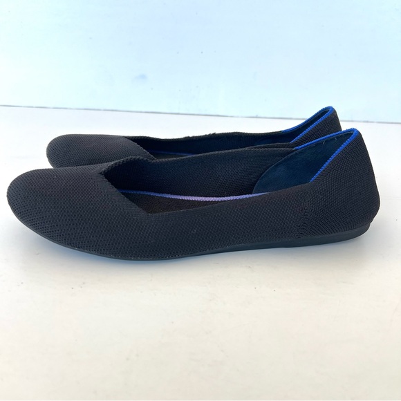 ROTHY’S The Flat Black w Blue Trim Soft Flexible Round Toe Slip On Flat Sz 8.5 - Picture 9 of 15